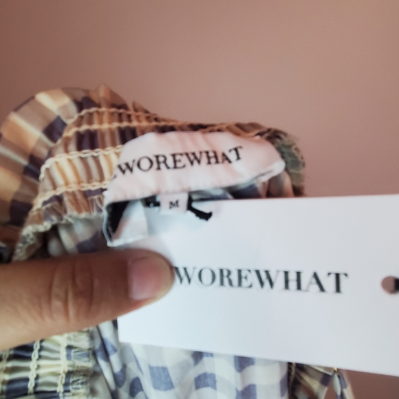 WeWoreWhat Beige and Black Gingham Midi Dress - Picture 4 of 5